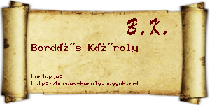Bordás Károly névjegykártya