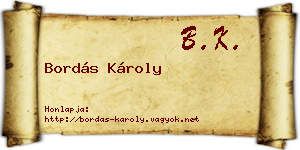Bordás Károly névjegykártya